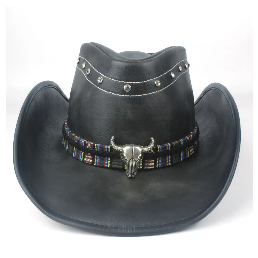 mens leather wide brim hats