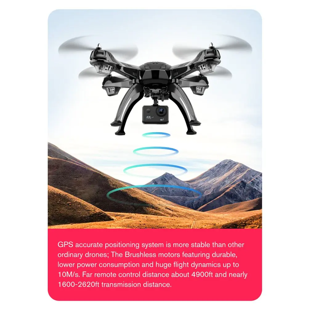 Дрон с GPS с 1080P HD камерой 5G FPV живое видео Радиоуправляемый Дрон Следуйте за мной бесщеточный удерживающий высоту Спортивная камера самолет