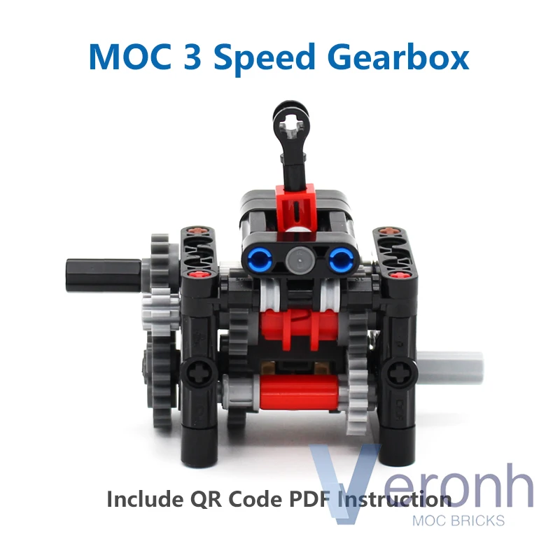 MOC High-tech Reinforced Compact 3 Speed Gearbox Model Set Building Blocks Compatible with Power Functions Kit Gear Bricks Toys | Игрушки и