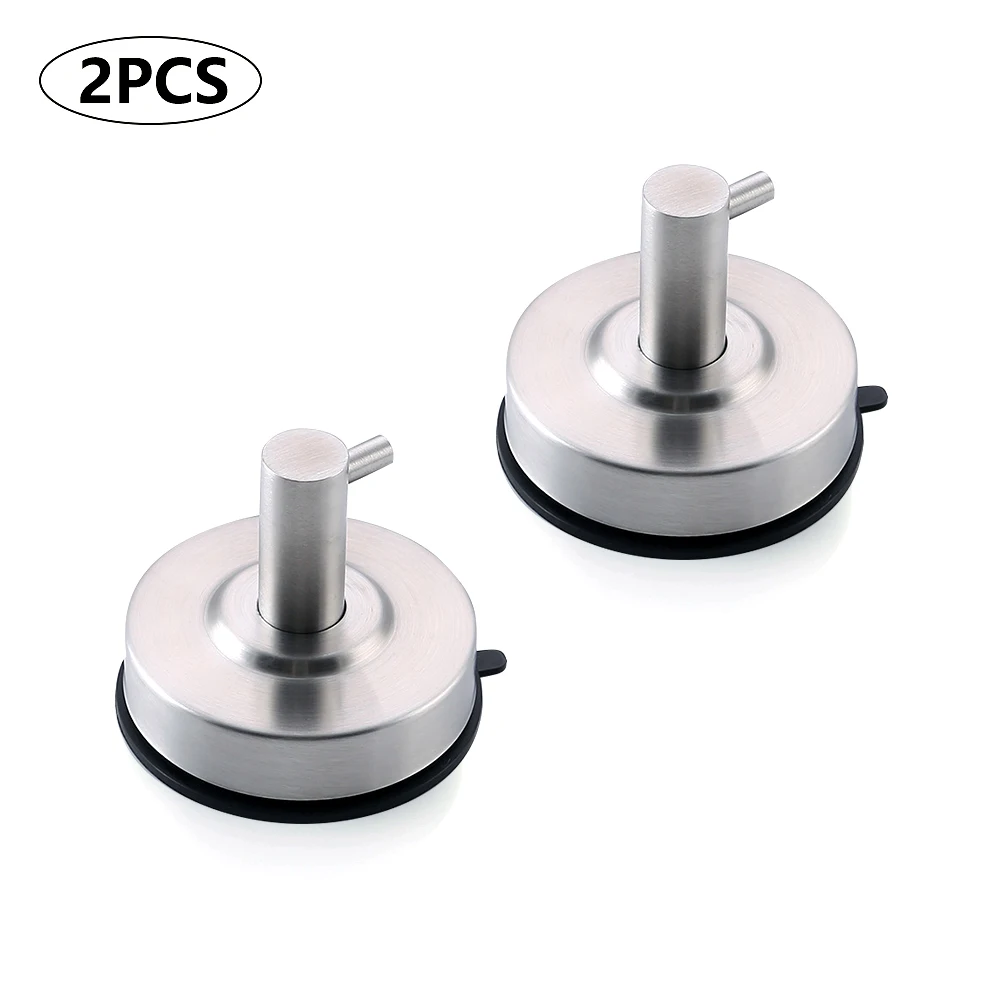 

2PCS Stainless Steel Vacuum Suction Cup Hooks Shower Holder Removable Towel Rack and Kitchen Organizer Towel Hook Coat Hook