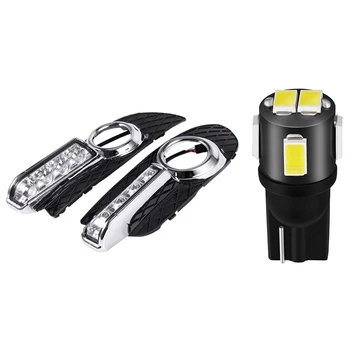 

2 Pcs LED DRL Daytime Running Light Fog Lamp 12V & 20Pcs T10 LED Canbus W5W 194 5630 SMD Auto Led Interior Light