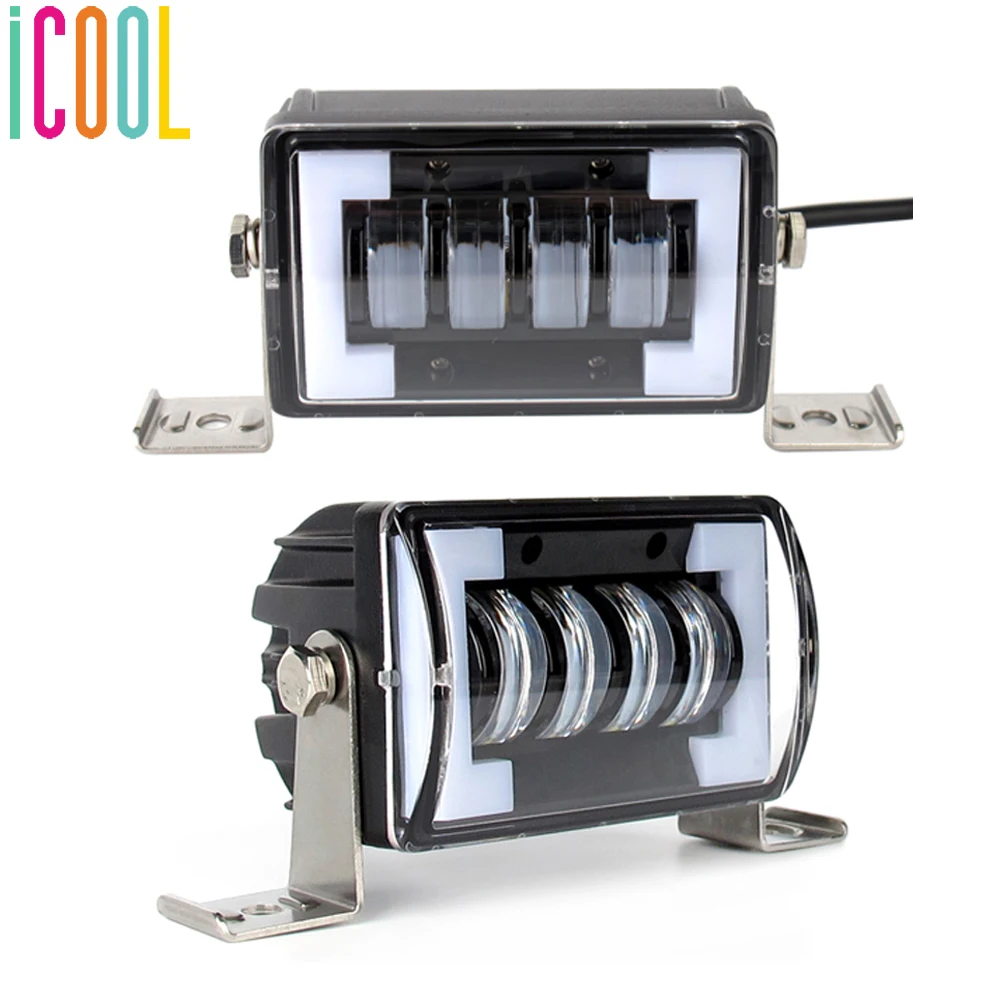 

2X 5 Inch Square Angel Eye LED Work Light Bar Off Road Flood Light for Truck SUV 4WD 4x4 Boat ATV Jeep Tractor Car Headlights