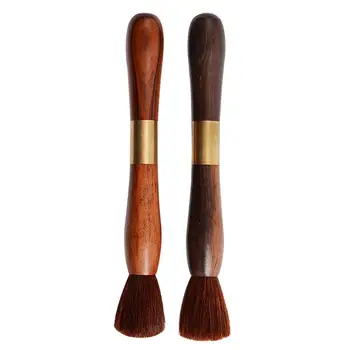 

2pcs Dual-use Tea Knife Tea Brush Tea Needle Wooden Handle Tea Pen Teapot Brush - Size L (Rosewood and Ebony for Each 1pc)