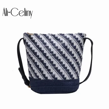 

Women bag for women Brand Original Design Woven Fairy Bag 2020 Summer New Joker Messenger Bag Contrast Color Fresh Bucket Bag