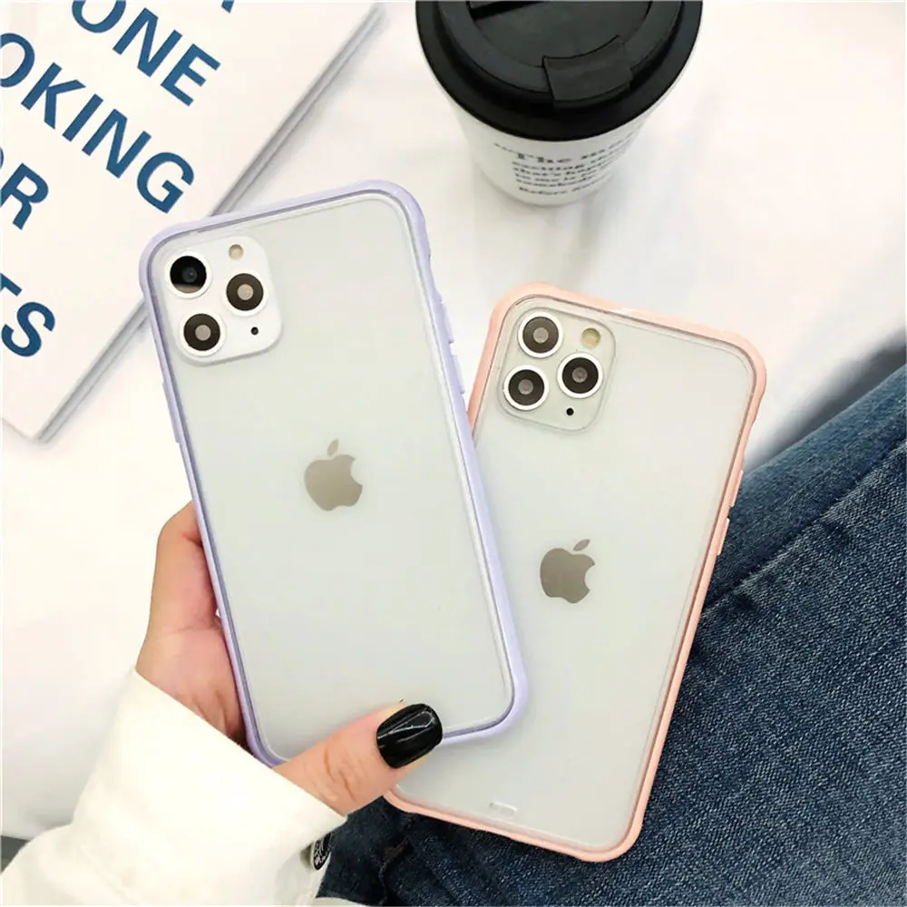 Lovebay Clear Candy Color Phone Case For iPhone 7 8 6 6s Plus 11 Pro X XR XS Max Transparent Acrylic Matte Hard Cases Back Cover