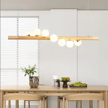 

Modern simple log strip dining room lamp northern European style strip Glass Chandelier