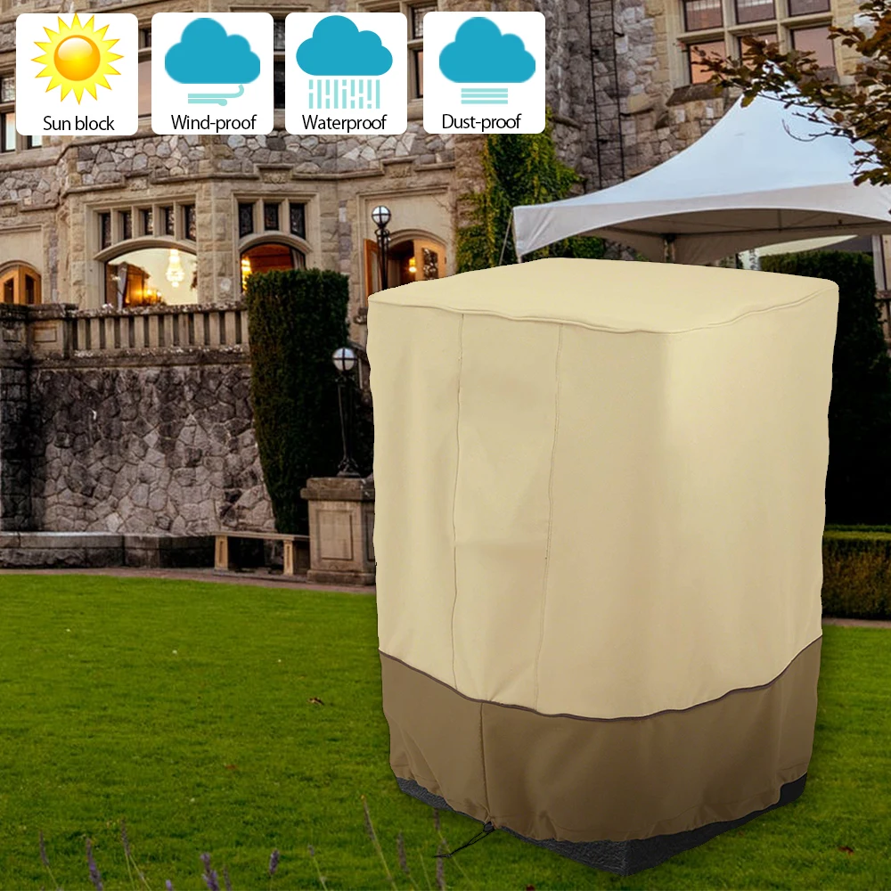 

Patio Furniture Cover Outdoor Yard Garden Fire Column Cover Waterproof Oxford Cloth Sun Protection Cover Foldable Drawstring