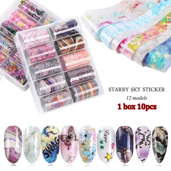 

10pcs gold foil silk snake pattern butterfly nail stickers for nail decoration design decals transfer foil sticker set 100*4