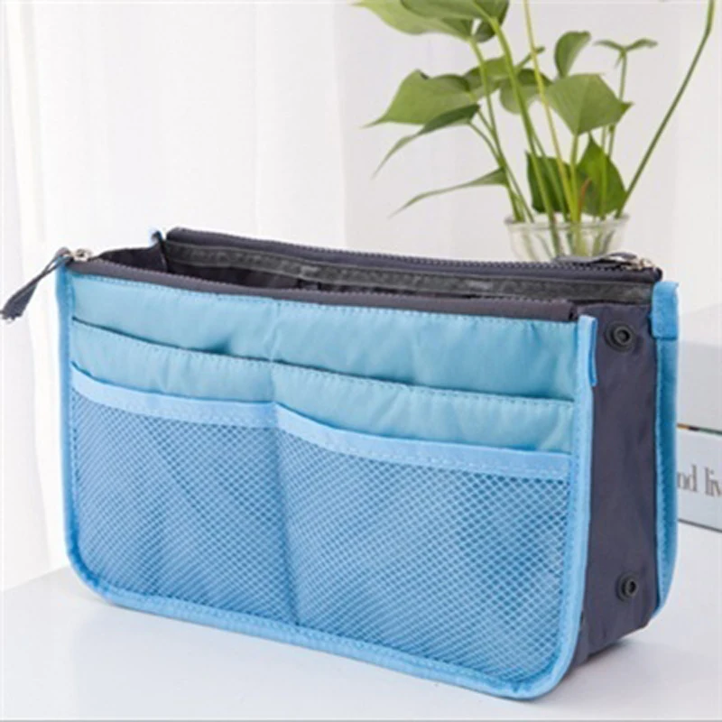 light blue Многофункциональная дорожная косметичка, утолщенная Большая вместительная сумка для стирки, двойная молния, сумки для хранения - Цвет: light blue