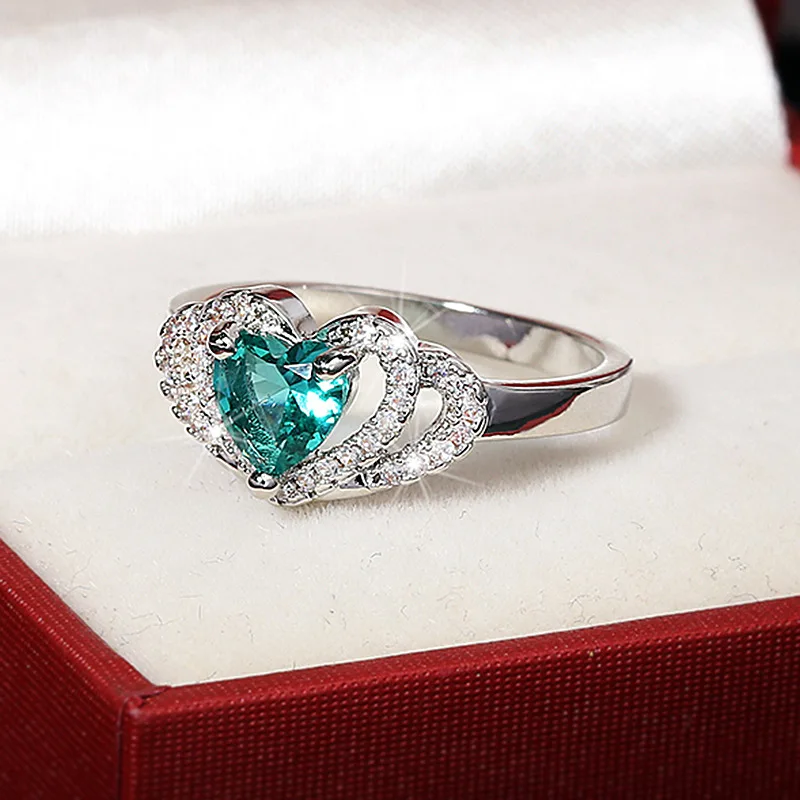 Silver Ring Ladies Zircon Hand Holding Love Ring 925 Silver Engagement Jewelry