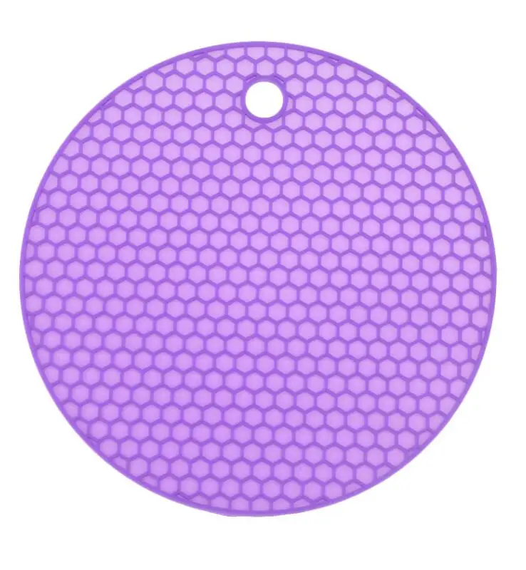 purple 14 см Силиконовая Круглая сотовая теплоизоляционная Подушка настольная Подушка подстилка для посуды подставки под стакан Европейская кухня - Цвет: purple