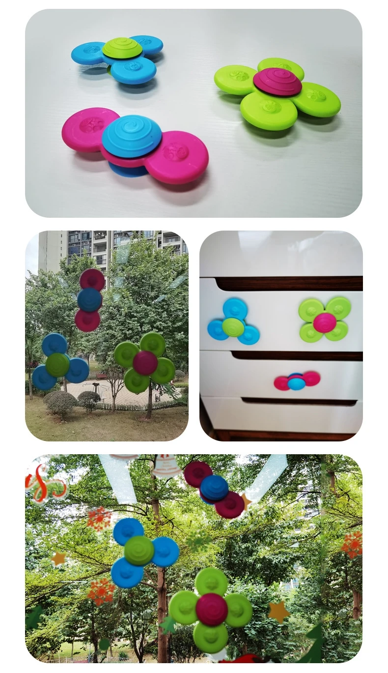 Suction Cups Spinning Top Toy For Baby Infant Insect Gyro Relief Stress Educational Toys Suction Rotating Rattle Sets Bath Toys