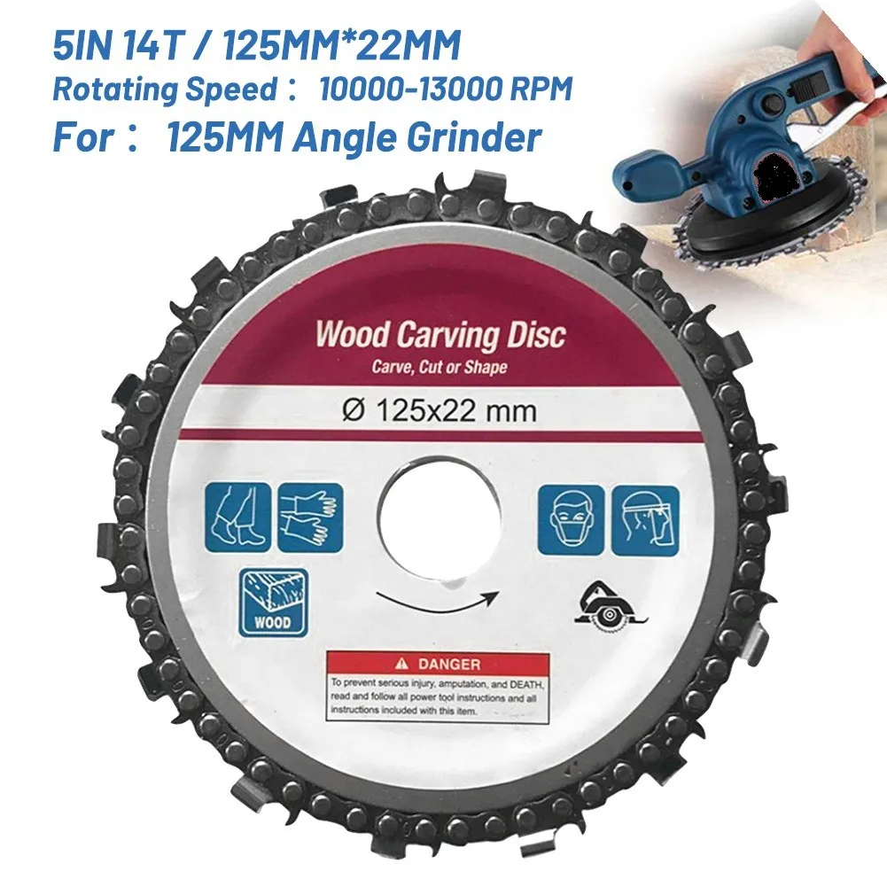 5inch 14T Angle Grinder Chainsaw Disc 14Teeth Steel Woodworking Chain