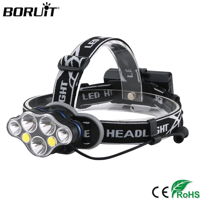 Налобный фонарь BORUiT XHP70.2 светодиодный налобный с 3 режимами перезаряжаемый 18650