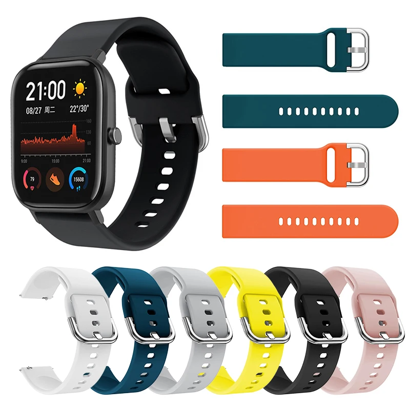 

Band Suitable High Quality Silicone Strap Flat Head Pure Color Multicolor Concealed Strap for Huami amazfit GTS 20mm