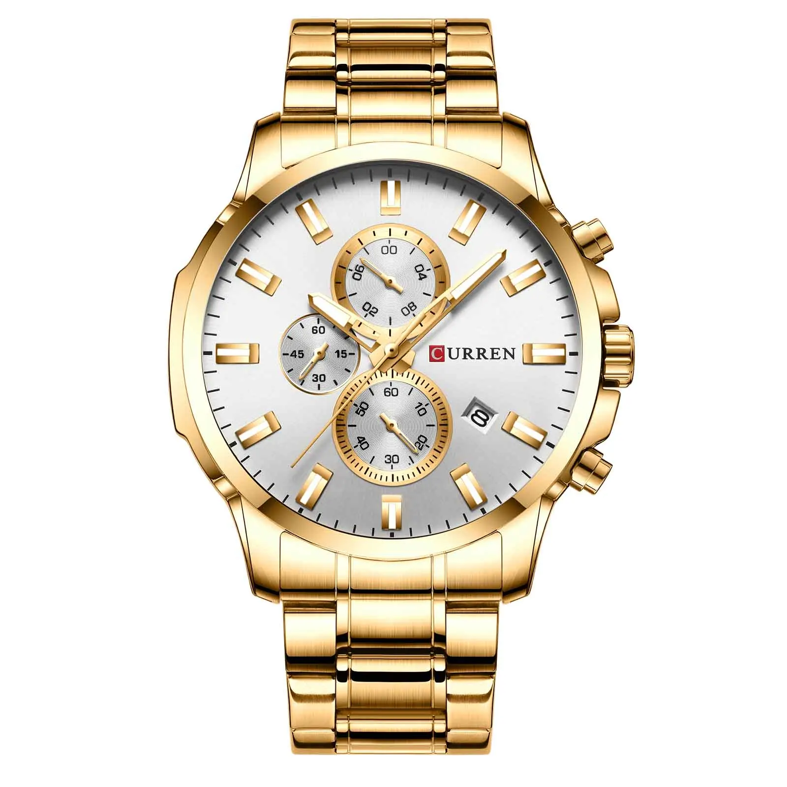 

2019 New Top Brand Curren 8348 Men Watch With Gold Stainless Steel Strap Wristwatch Chronograph Clock Male reloj hombre
