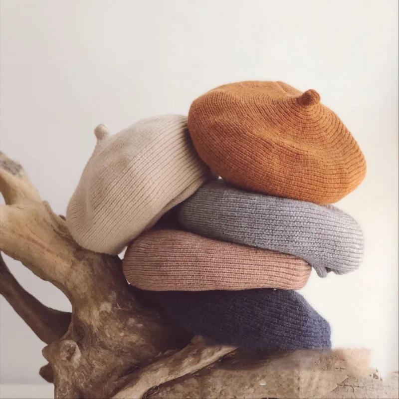 Детский берет в стиле ретро для маленьких девочек; осенне-зимние теплые детские шапки; универсальная шапка ярких цветов