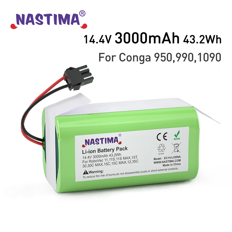 Nastima 14.4V 2600mAh Li-ion Battery for Conga Excellence 990 1090 1790  1990 Ecovacs Deebot N79 N79S DN622, Eufy Robovac 30 35C