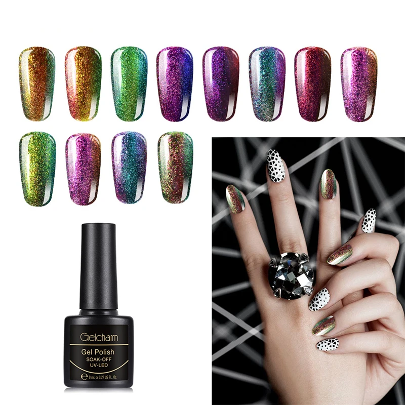 

Nusx 8ml 9D Chameleon Cat Eye Nail Gel Polish Magnetic Gel Varnish Long Lasting Gold Color Soak Off UV Nail Art Gel Newest GE059