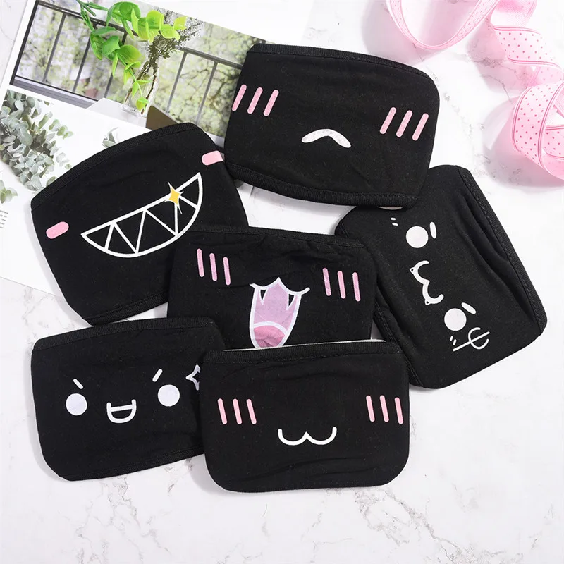 1pcs Women Men Face Masks Black Anti-Dust Cotton Cartoon Unisex Dustproof Mouth Mask Fashion Face Protective Cover Masks