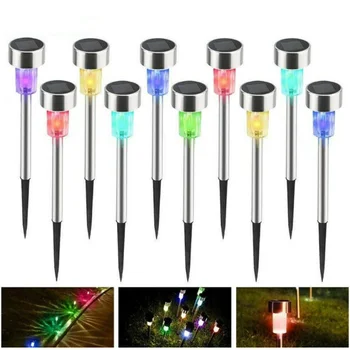 

10PCS Solar Garden Lights Outdoor Christmas Decoration Lights Garden Solar Post Lights Led Landscape Pathway RGB Lamps