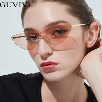 

Steampunk Cat Eye Sunglasses Women Vintage Sunglasses Men Retro Rimless Sunglasses Brand Designer Luxury Eyewear Glasses