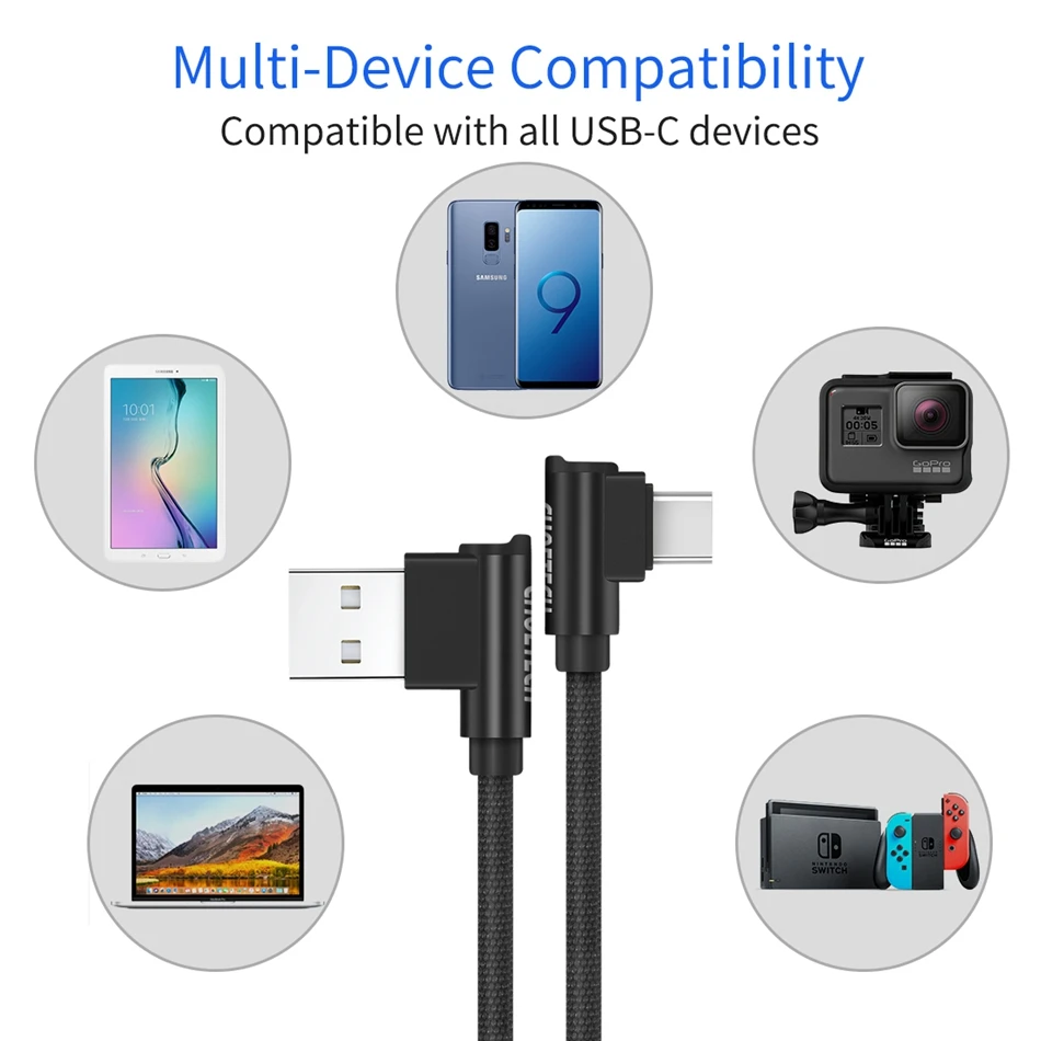 CHOETECH 90 градусов L Тип Usb-type C телефонный кабель для передачи данных Usb-C для samsung Xiaomi huawei зарядный кабель для iPhone XS Max X 8