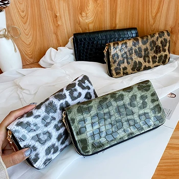 

Leather Women Wallet Classic Leopard Animal Print Long Wallets Female Cards Holder Clutch Bag Fashion Ladies Purses