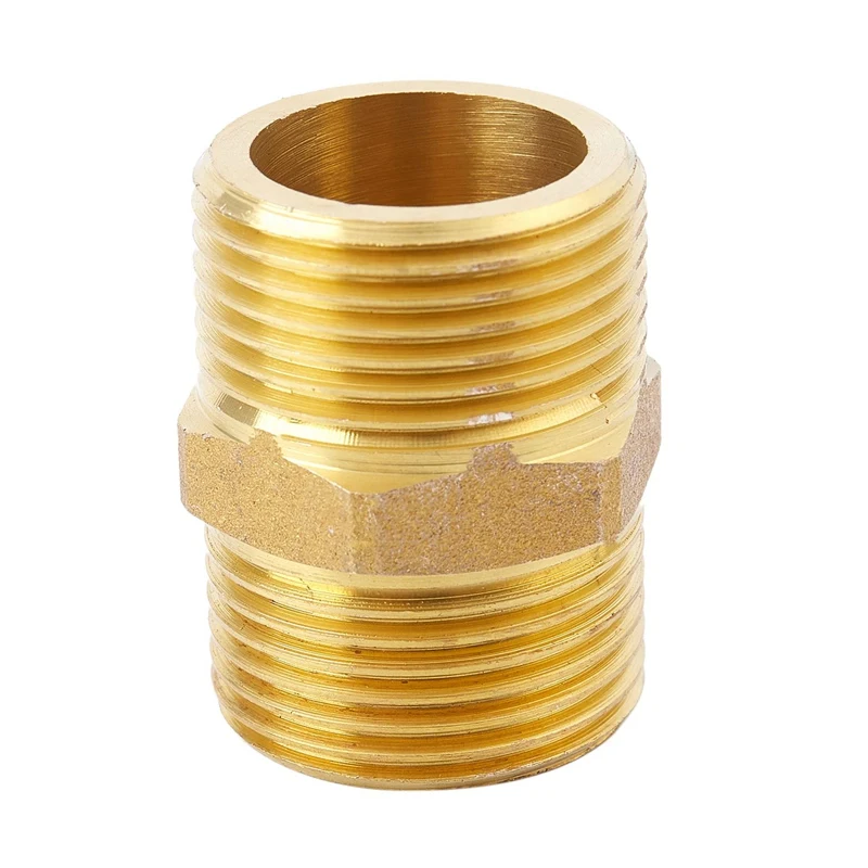 Brass 3/4 inch PT to 3/4 inch PT Male Thread Hex Nipple Piping Quick Coupler