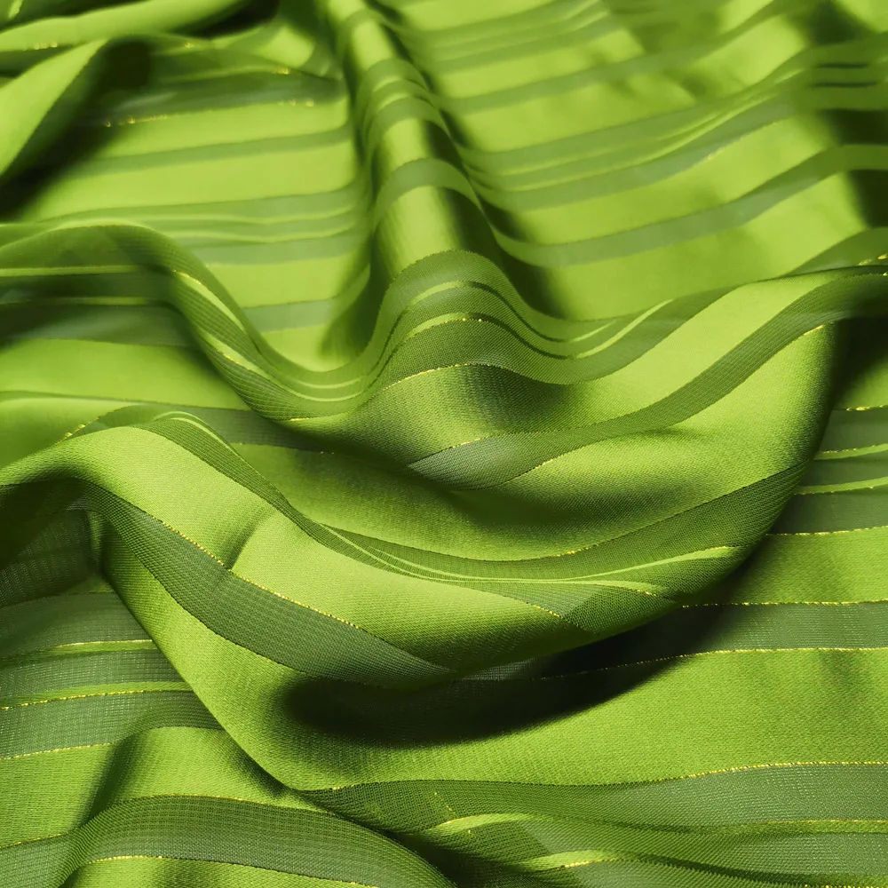 В продаже платье ткань шелковистая полоса золотой Шиммер chiffonStripe материал DIY тканевая лента из ткани