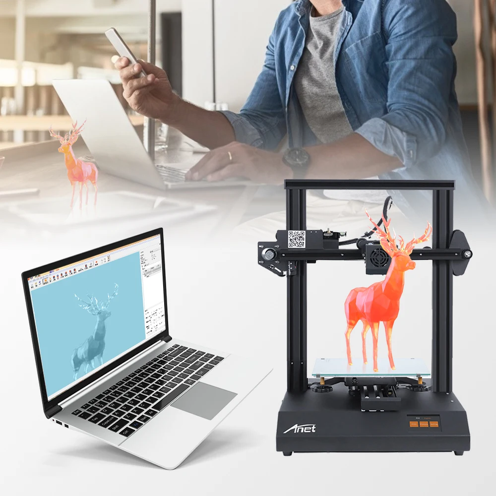 US $211.58 Silent 3D Printer Anet ET4 Pro With TMC2208 Silent Stepper Driver High Precision FDM With Auto Bed Leveling Resume Printing