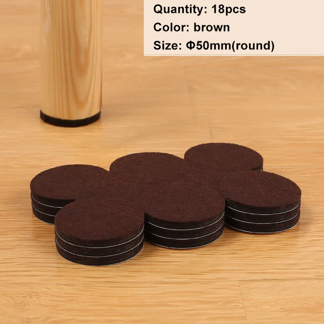 Felt Chair Leg Pads Floor Protectors Table Furniture Leg Feet Cover Caps Round 5mm Thick Anti Scratch Furniture Felt Pads DIA 50mm 18PCS