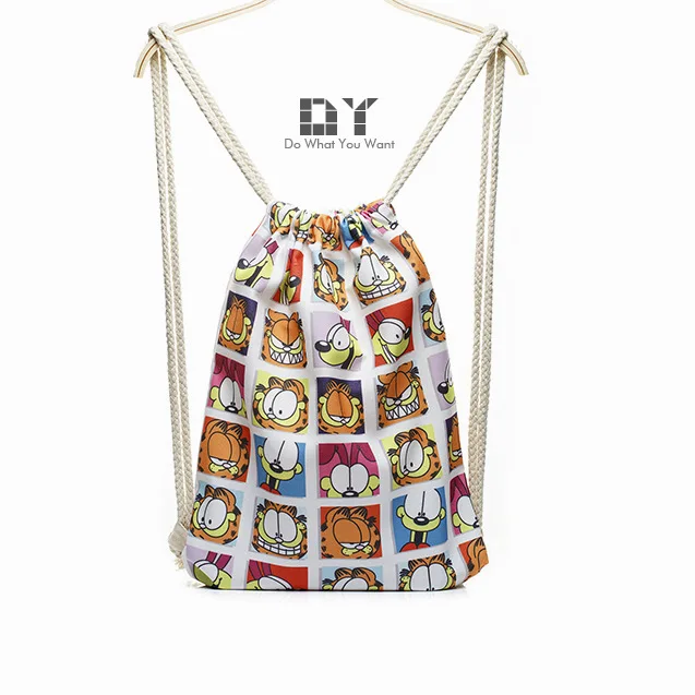 

621 Shoulder Drawstring Adorkable Garfield Digital Printing Women's Drawstring Bag Cool Cartoon Backpack Customizable