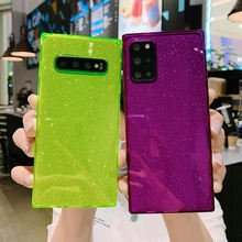 LOVECOM Square Glitter Phone Case For Samsung Galaxy S20 A51 A71 A50 A70 S10 S10e S9 Plus Soft TPU 2 In 1 Clear Phone Back Cover