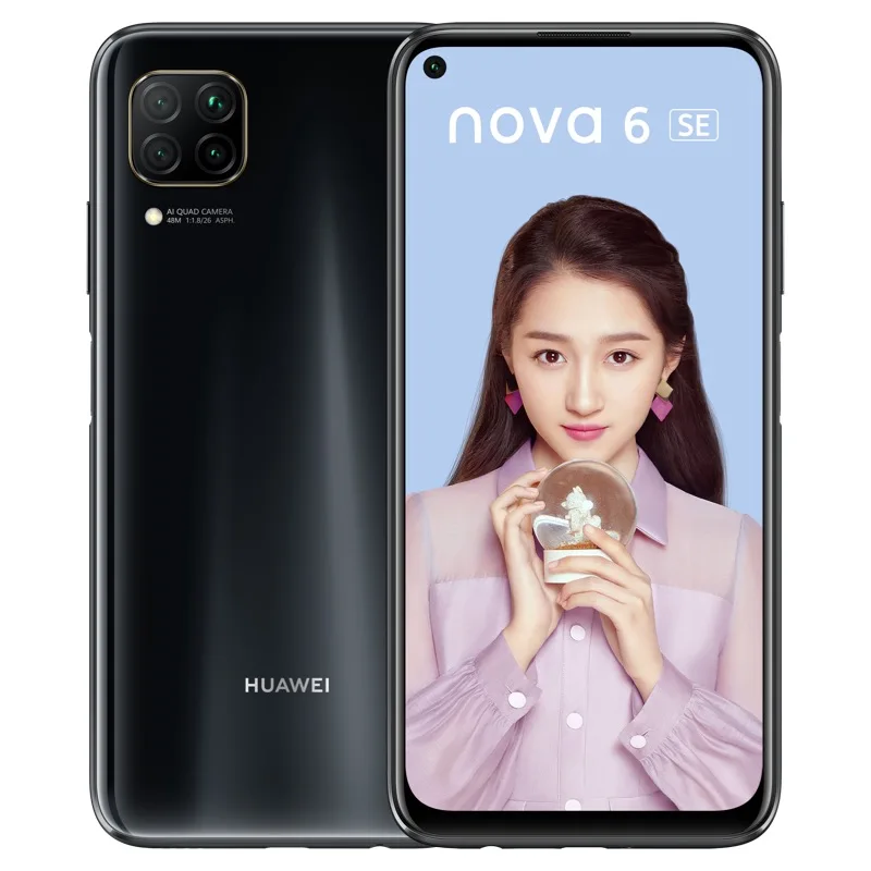 HuaWei Nova 6 SE 4G LTE мобильный телефон Kirin 810 Android 10,0 6," ips 2310X1080 8 Гб ram 128B rom МП отпечаток пальца - Цвет: 8gb 128gb black