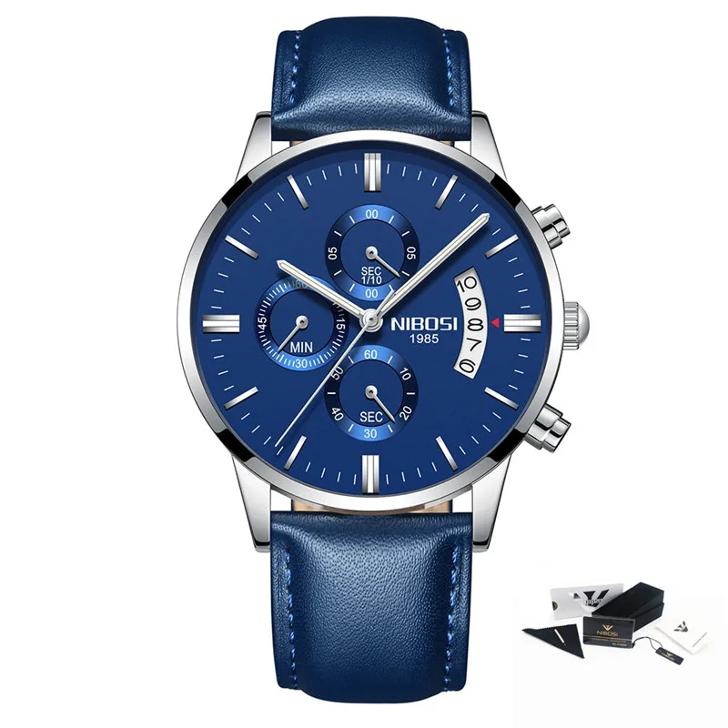 15 with box NIBOSI Relogio Masculino мужские спортивные часы с хронографом модные повседневные золотые кварцевые наручные часы водонепроницаемые Роскошные мужские часы - Цвет: 15 with box