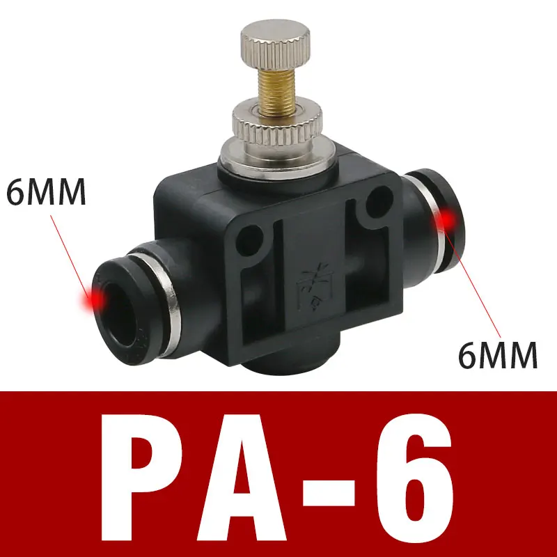 10 шт. пневматический клапан дроссельной заслонки 6 мм 8 мм 10 мм 12 мм OD шланг Труба Газовый поток отрегулирующий клапан соединитель фитинг скорость воздуха нажимной фитинг - Цвет: PA-6 black