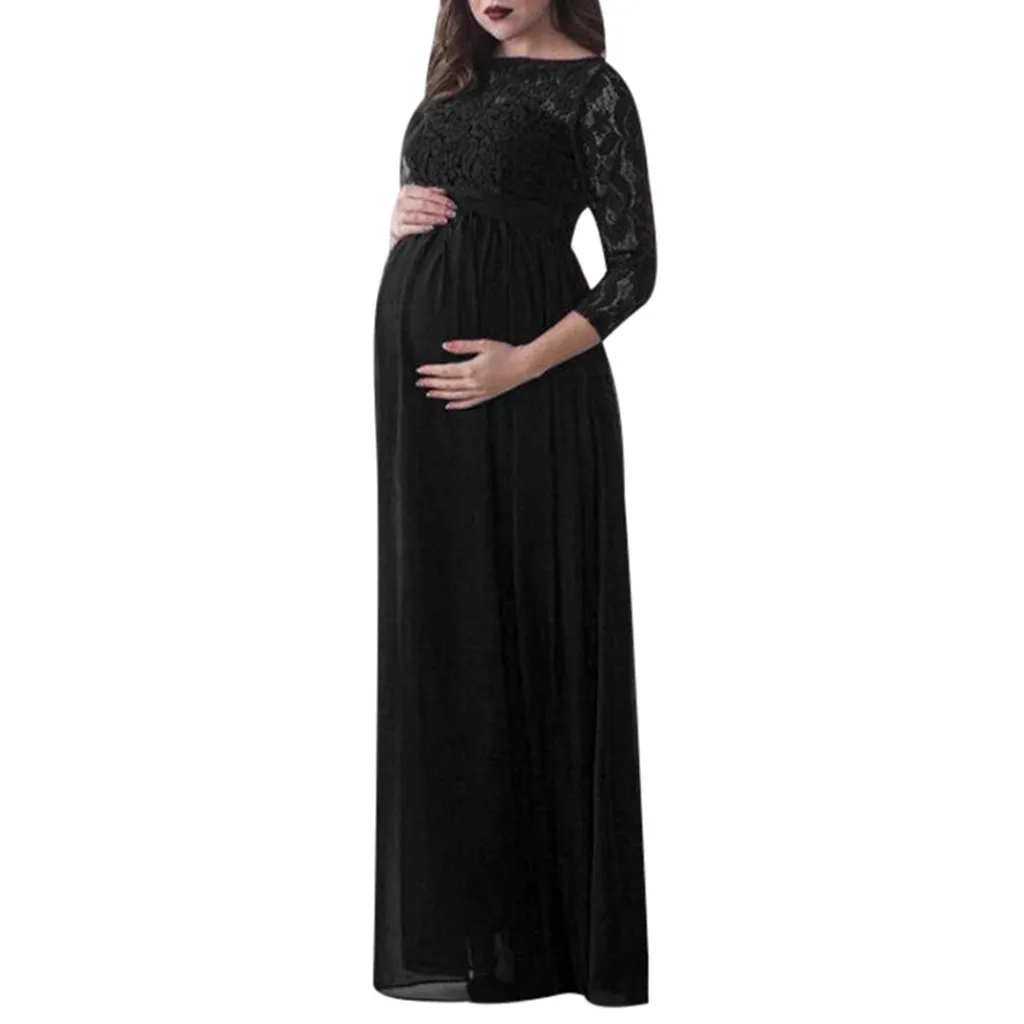 Vetement femme, женская одежда для беременных, платье с длинными рукавами, кружевное платье для фотосессии, Длинное Макси платье для беременных, кормящих грудью