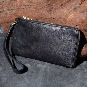 

2019 Men Wallet Clutch Genuine Leather Brand Rfid Wallet Male Organizer Cell Phone Clutch Bag Long Coin Purse Free Engrave