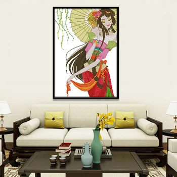 

stitch bordado de cruz cross stitch portrait crossing a dancing girl chinese printed cross stitch kits embroidery needlework set