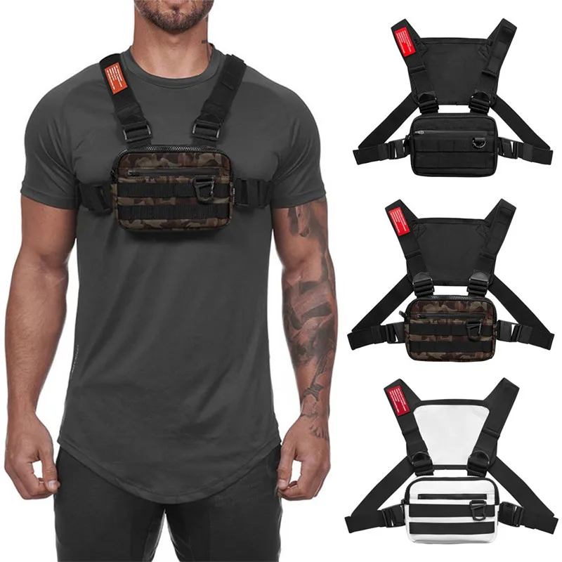 

New Hot Sale Men Tactical Waist Bag Tactical Vest Chest Pack Hip Hop Function Chest Rig Pack Solid Street Fashion Outdoor Waist