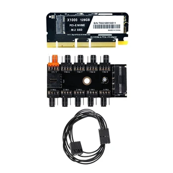 

1Pcs IDE Molex 1-10 Way PWM Cooling Fan Hub 12V 4-Pin Power Socket & 1Pcs HDD Hard Drive Solid State Disk Adapter Card