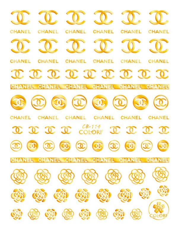 Золотой спортивный стиль, фирменный логотип, 3D стикер для ногтей, сделай сам, наклейки, наклейки для маникюра, наклейки для ногтей, новинка - Цвет: 5 pcs CB-114