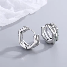New Fashion Three Row Geometric Hoop Earrings For Women Shiny Micro Crystal Irregular Huggies Big Earring Piercing Jewelry Gifts