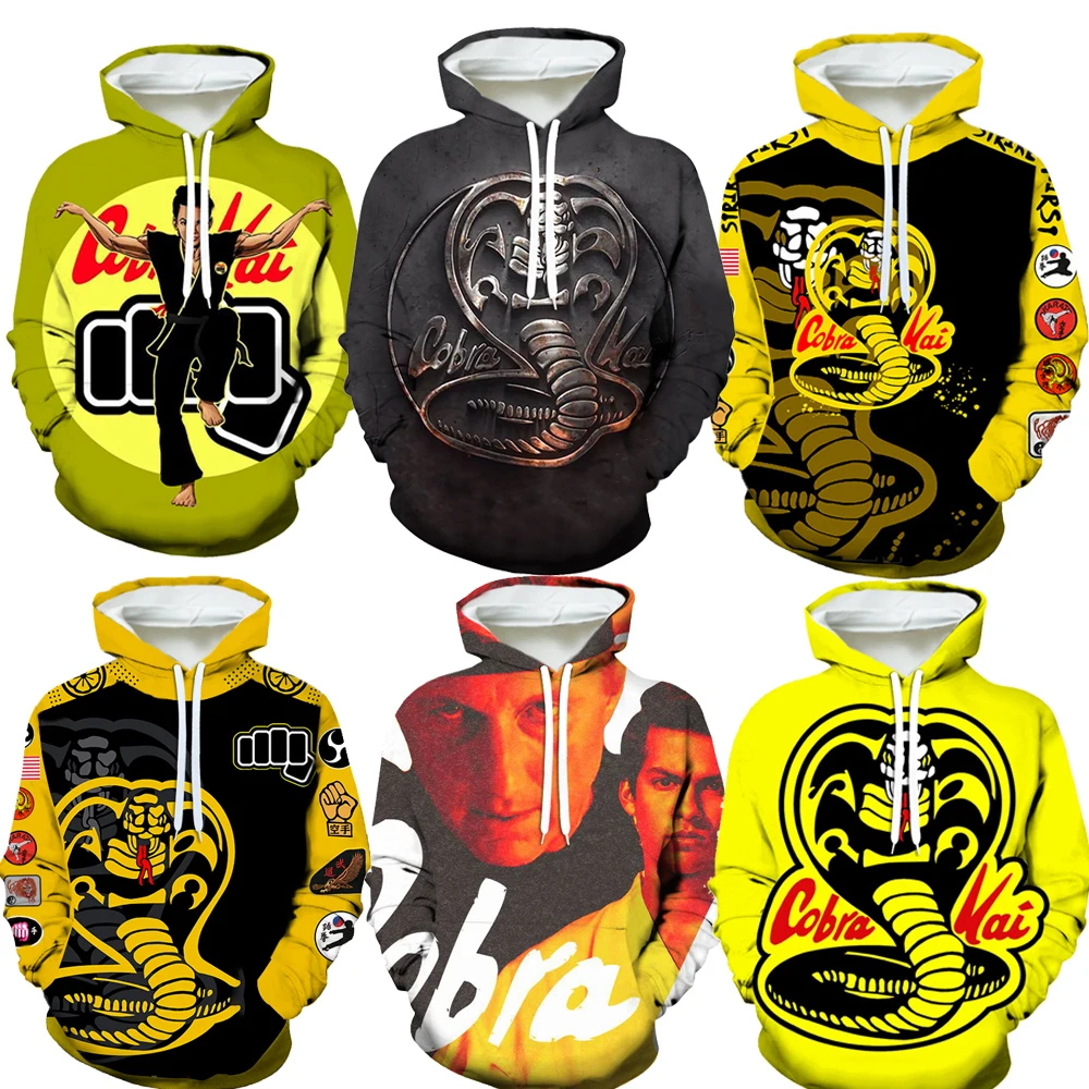 Sudadera con capucha de la serie Cobra Kai para niños, hombres y mujeres, programa de teatro de televisión, impresión 3D, disfraz de cobra kai, ropa de calle