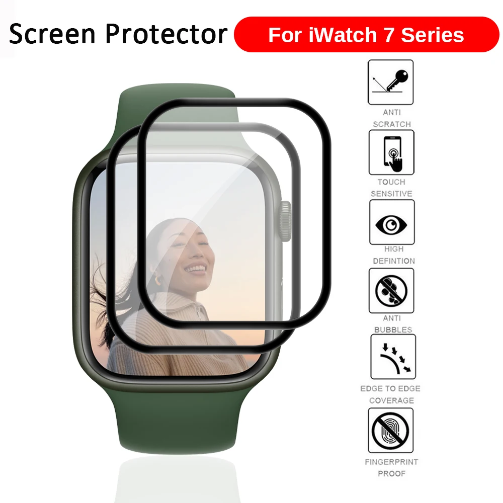 Стекловолокно для защиты экрана часов 2 шт. Apple i Watch 7 41 мм 45 полное покрытие