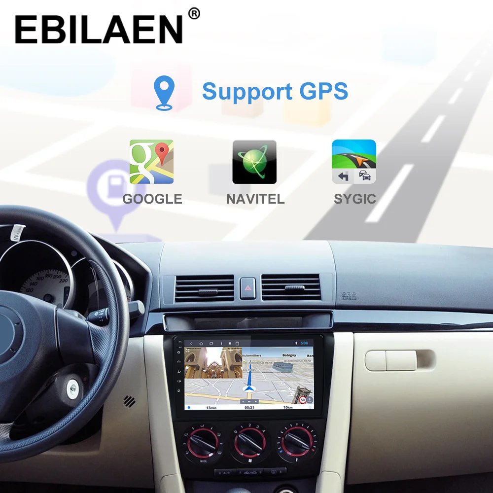 Top EBILAEN Car Multimedia Radio Player For Mazda 3 BK  Mazda3 2004-2009  2Din Android 9.0 Navigation Autoradio Tape Recorder GPS 3