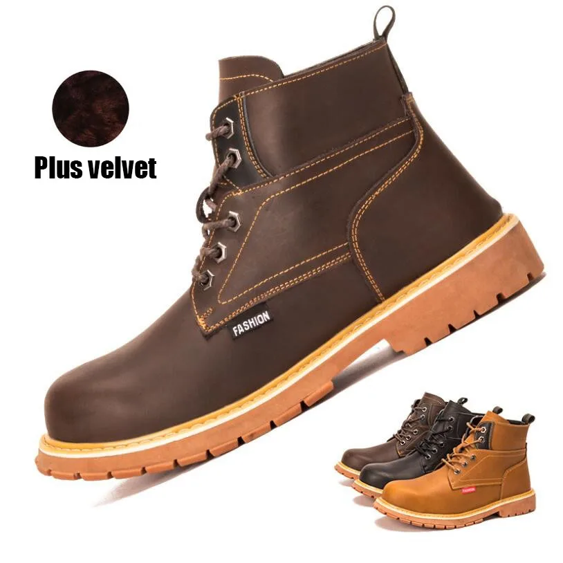 brown-winter JX774/ботинки мужская защитная обувь из натуральной кожи рабочие ботинки martin со стальным носком, не разбивающиеся, не ПРОКАЛЫВАЮЩИЕ zapatos de hombre - Цвет: brown-winter