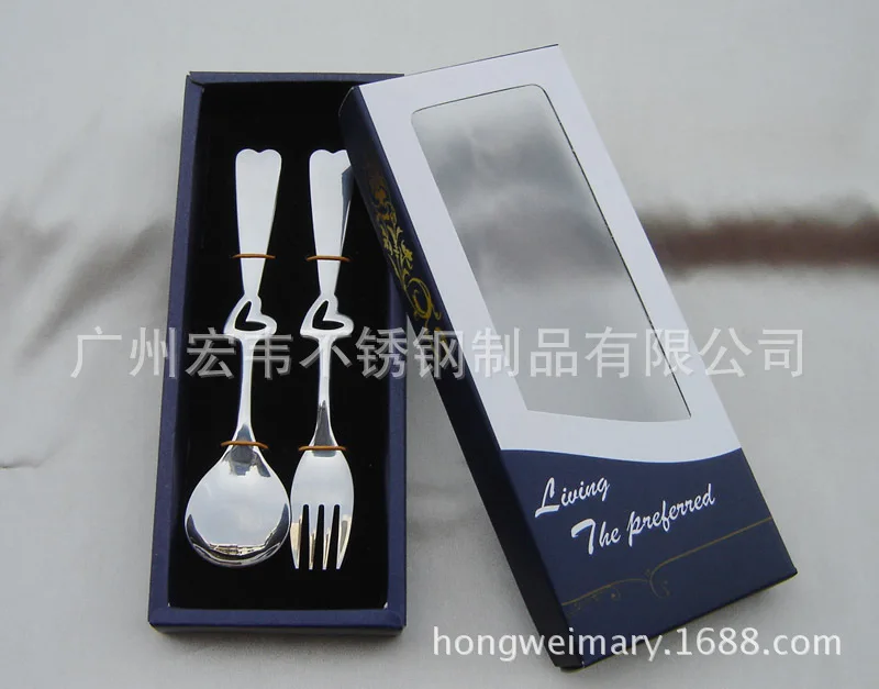 Creative Stainless Steel Heart Shape Fork Spoon Set Tableware Marriage Birthday Wedding Gift