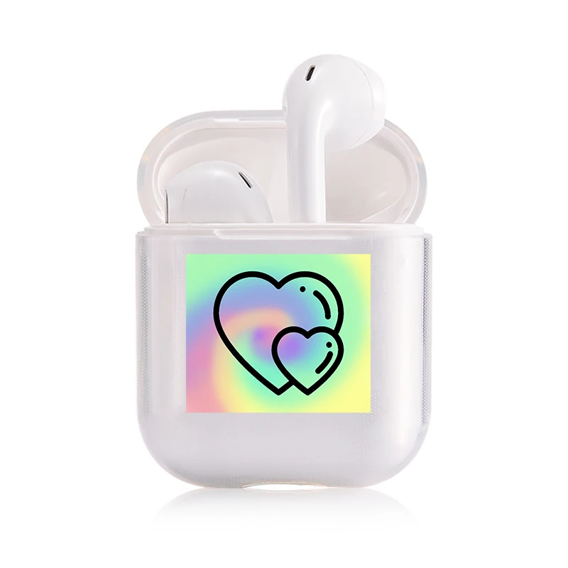 Хроматический модный наушник чехол для Apple Airpods чехол простой милый любовь сердце Bluetooth поп AirPods чехол прозрачный жесткий чехол - Цвет: I300206